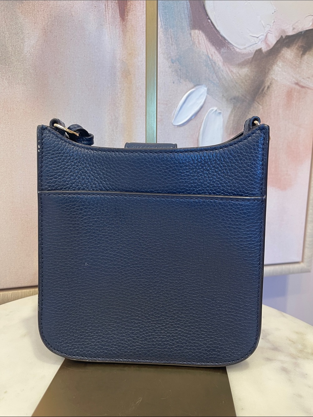 Tory Burch Navy Pebbled Leather Crossbody with Tassel - Picture 5 of 7